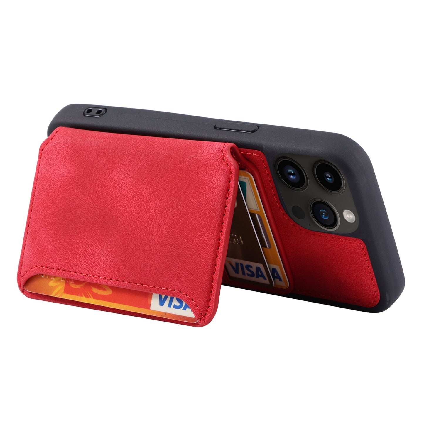 For iPhone 14 Pro Max Phone Wallet Case RFID Blocking Leather Coated TPU Kickstand Cover