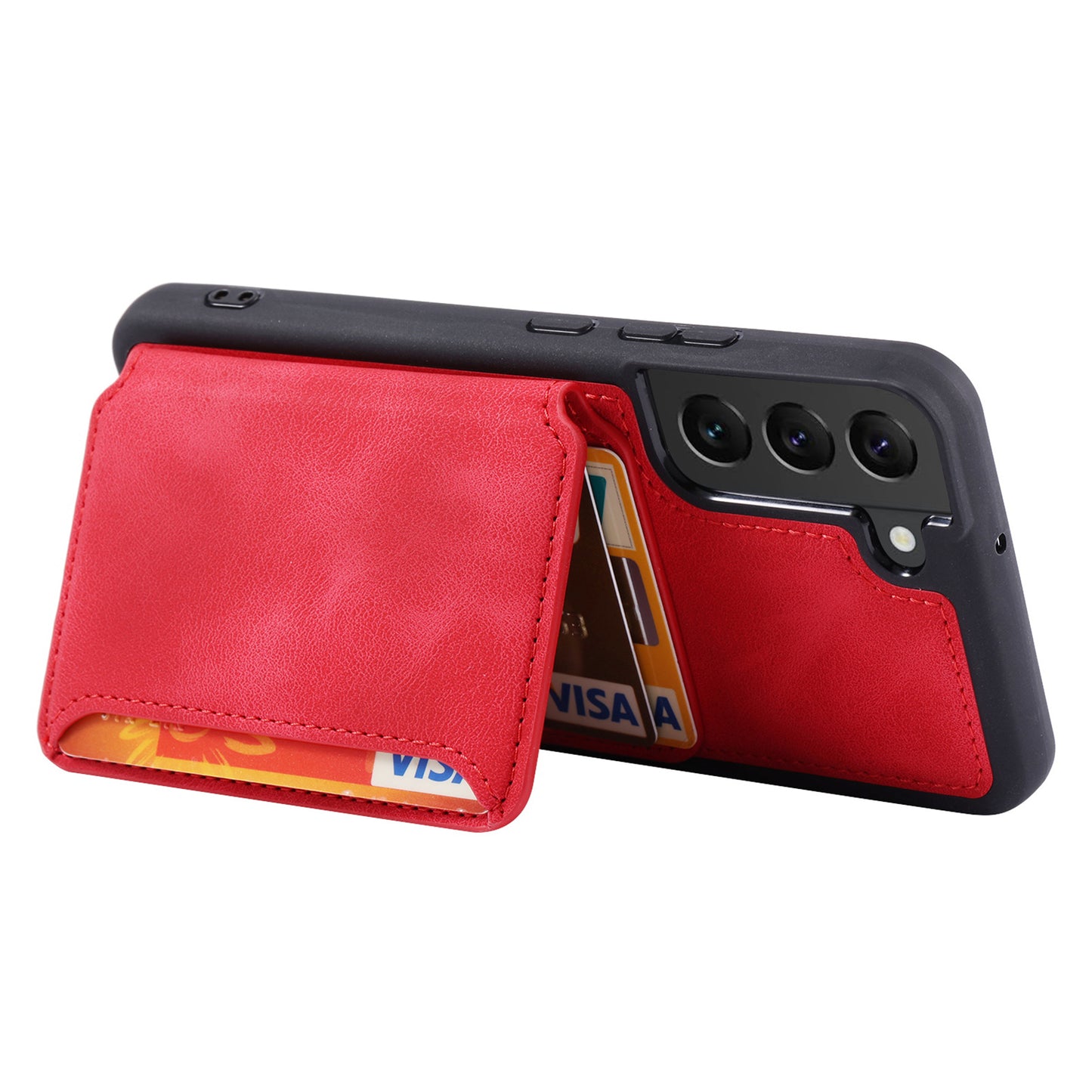 For Samsung Galaxy S22+ 5G Wallet RFID Blocking Phone Cover Kickstand Leather Coated TPU Case