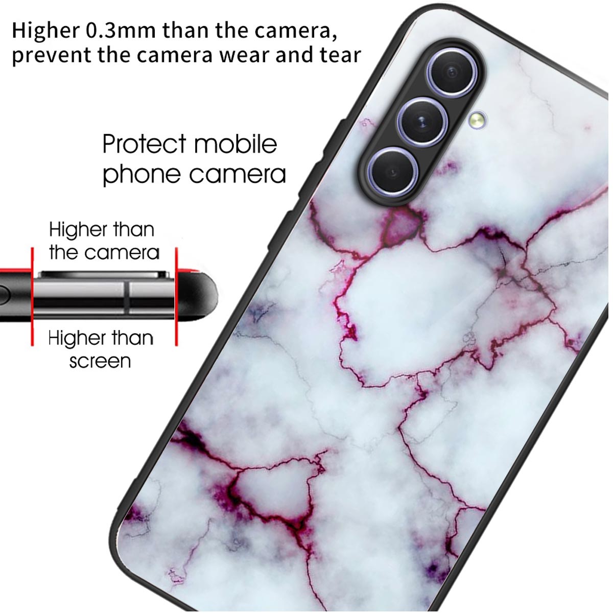 Tempered Glass TPU Case for Samsung Galaxy A54 5G Pattern Printing Shockproof Cover Anti-Drop Phone Case