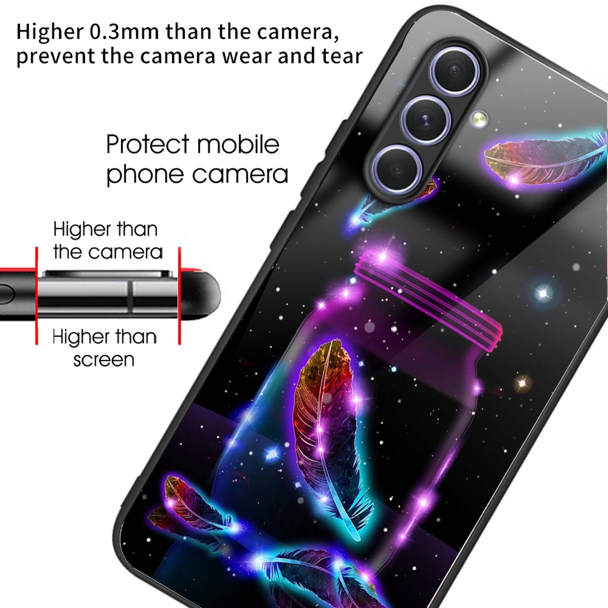Tempered Glass TPU Case for Samsung Galaxy A54 5G Pattern Printing Shockproof Cover Anti-Drop Phone Case