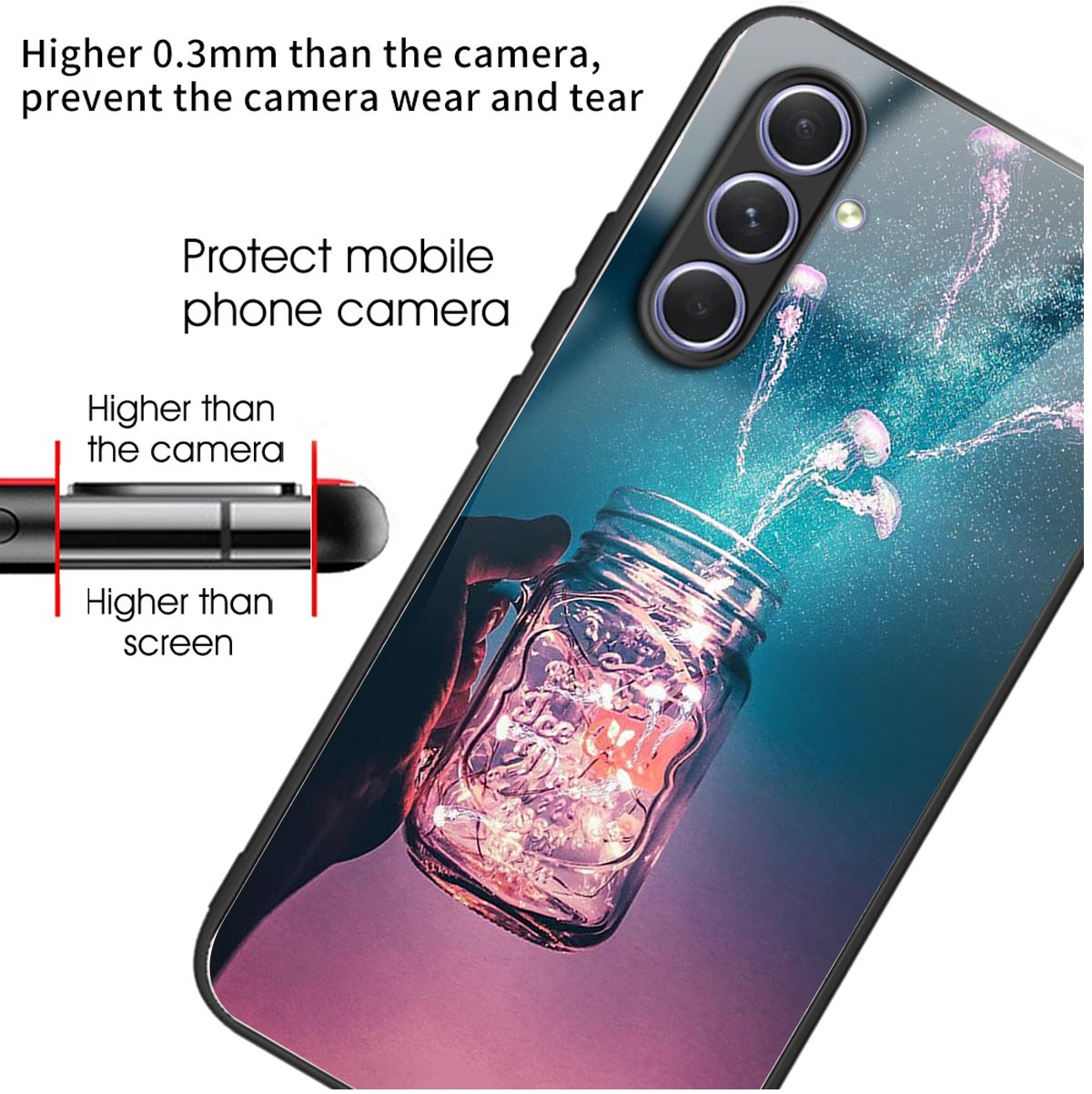 Tempered Glass TPU Case for Samsung Galaxy A54 5G Pattern Printing Shockproof Cover Anti-Drop Phone Case