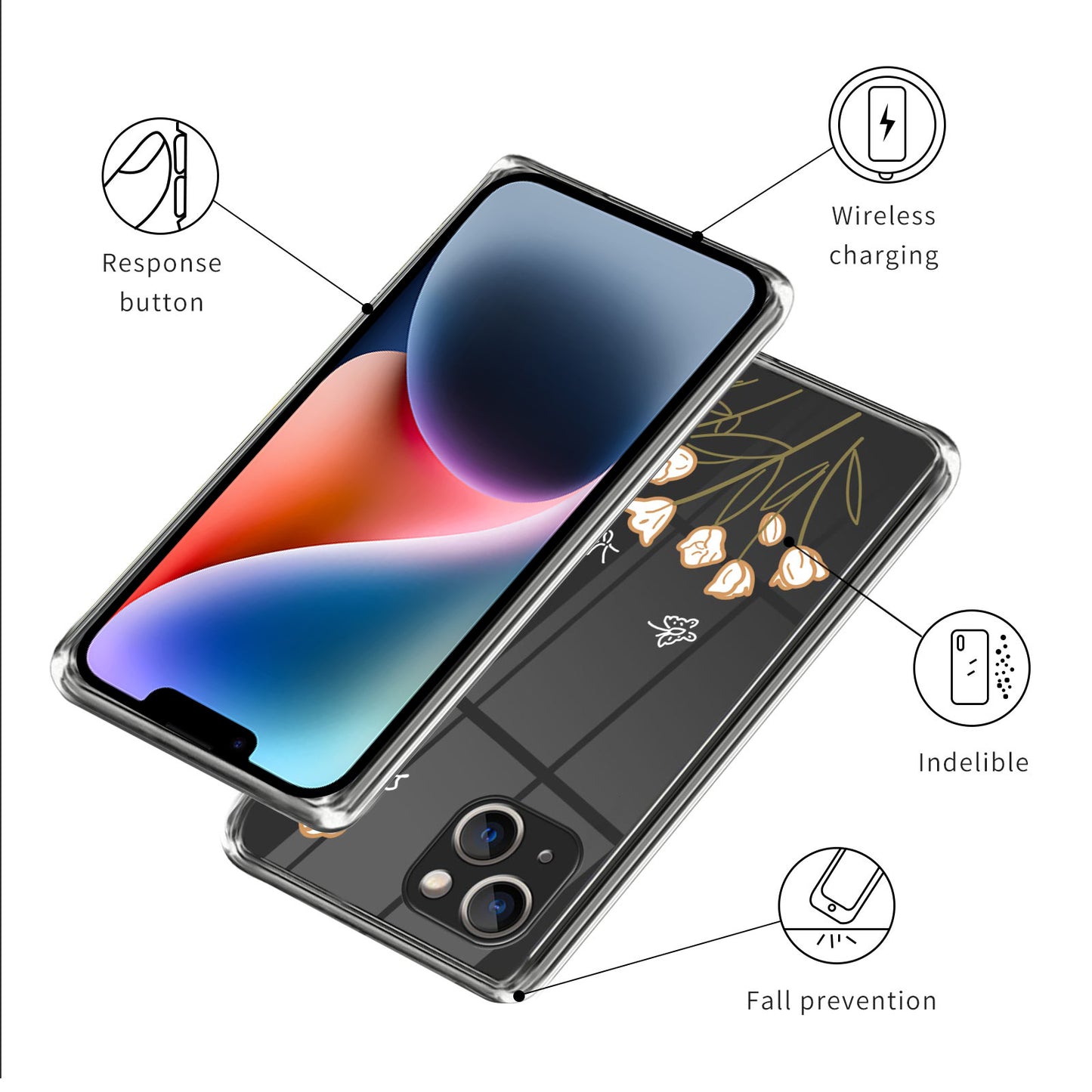 Pattern Printing Phone Case for iPhone 14 , Anti-drop TPU Mobile Phone Cover