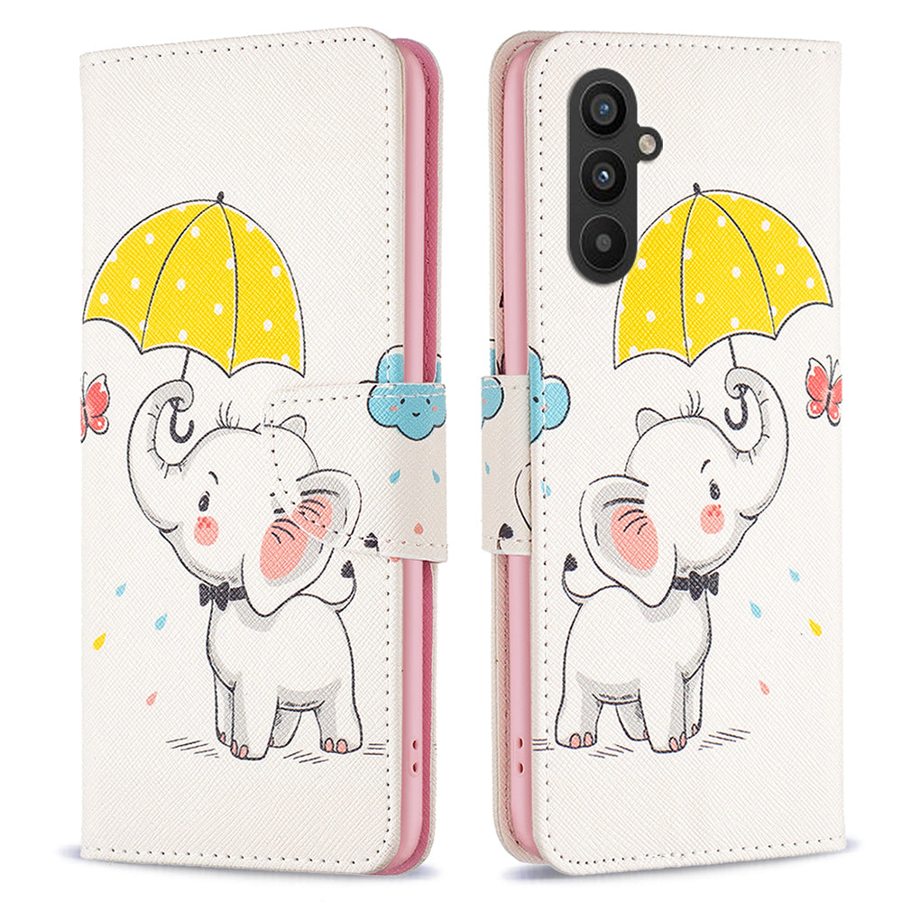 BINFEN COLOR For Samsung Galaxy A24 4G Phone Wallet Case PU Leather Pattern Printing Stand Cover