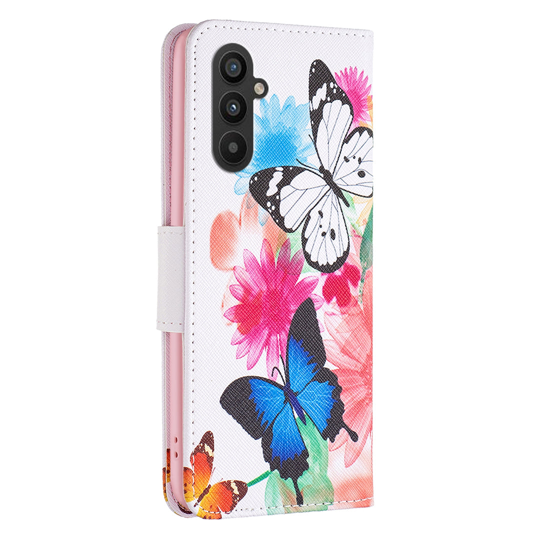 For Samsung Galaxy A24 4G Pattern Printing Anti-drop Phone Case PU Leather Wallet Stand Cover