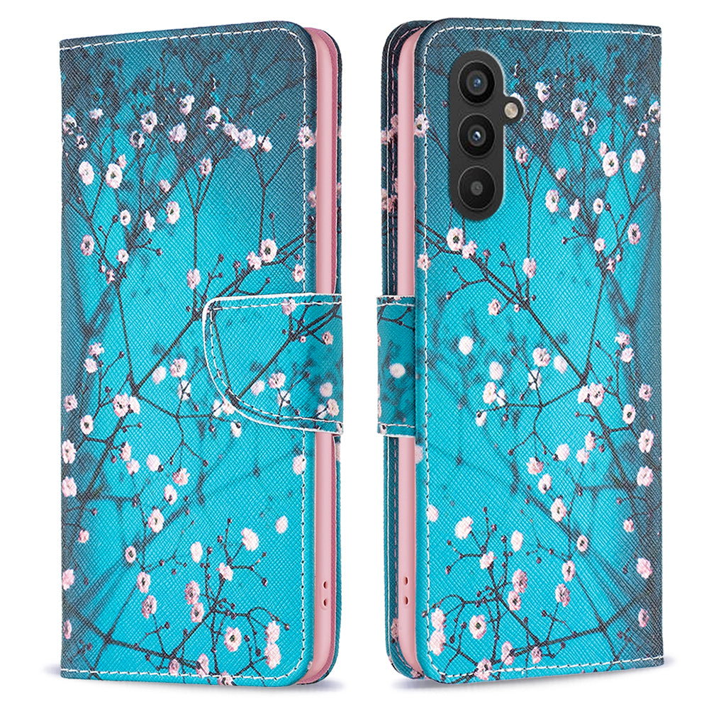 For Samsung Galaxy A24 4G Pattern Printing Anti-drop Phone Case PU Leather Wallet Stand Cover