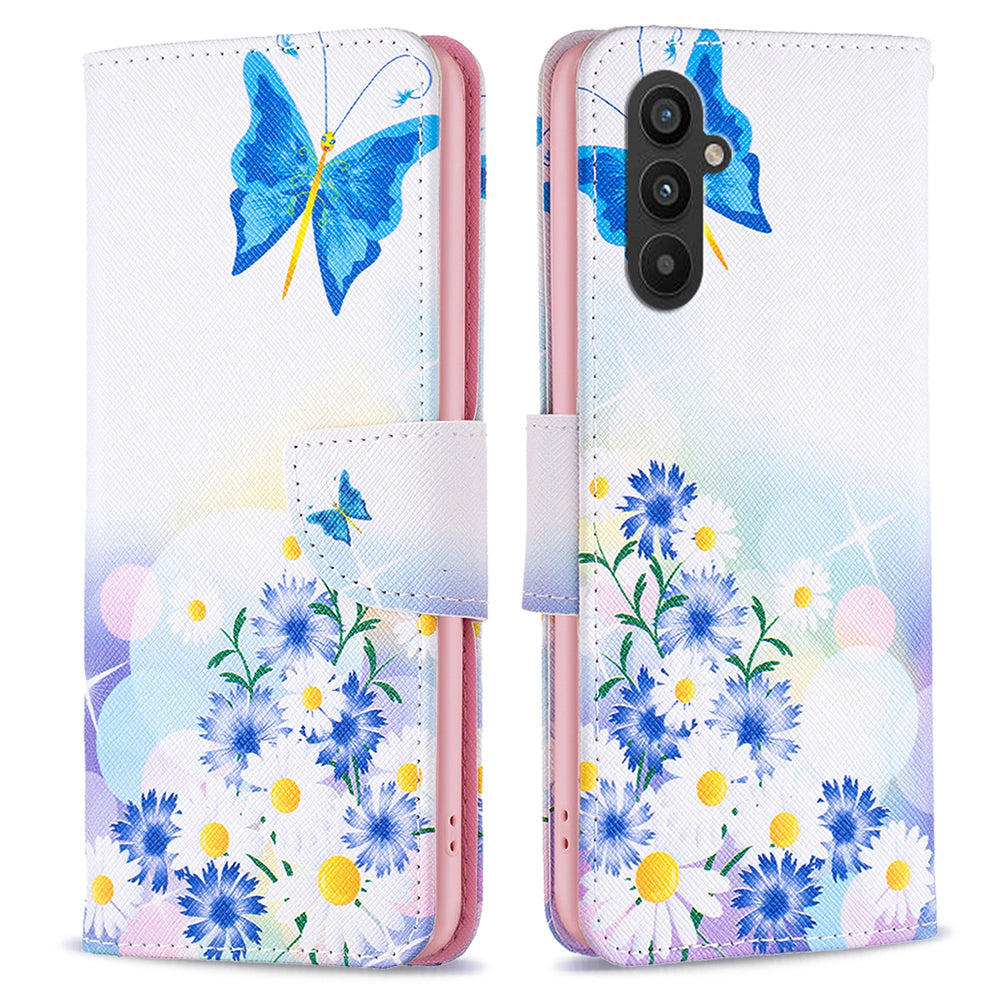 For Samsung Galaxy A24 4G Pattern Printing Anti-drop Phone Case PU Leather Wallet Stand Cover
