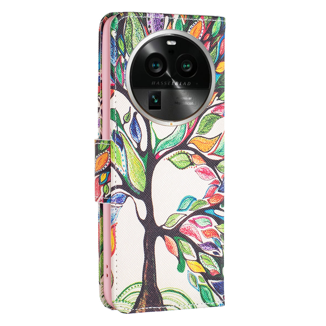For Oppo Find X6 Pro 5G Pattern Printing PU Leather Wallet Cover Shockproof Stand Phone Case