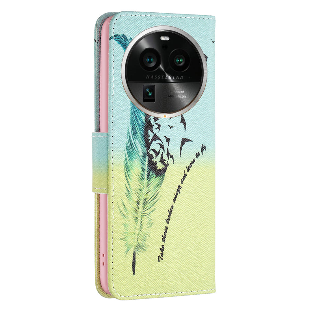 For Oppo Find X6 Pro 5G Pattern Printing PU Leather Wallet Cover Shockproof Stand Phone Case