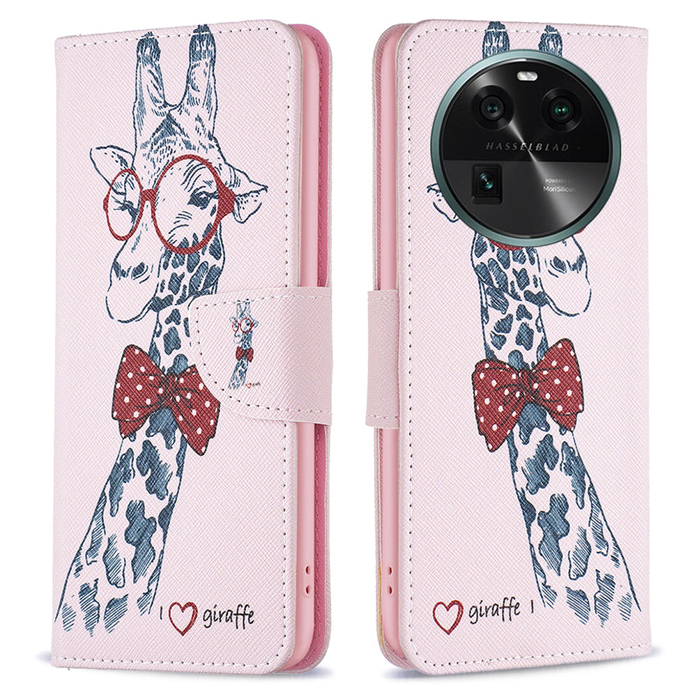 For Oppo Find X6 5G Pattern Printing Full Protection Phone Case PU Leather Wallet Flip Stand Shell