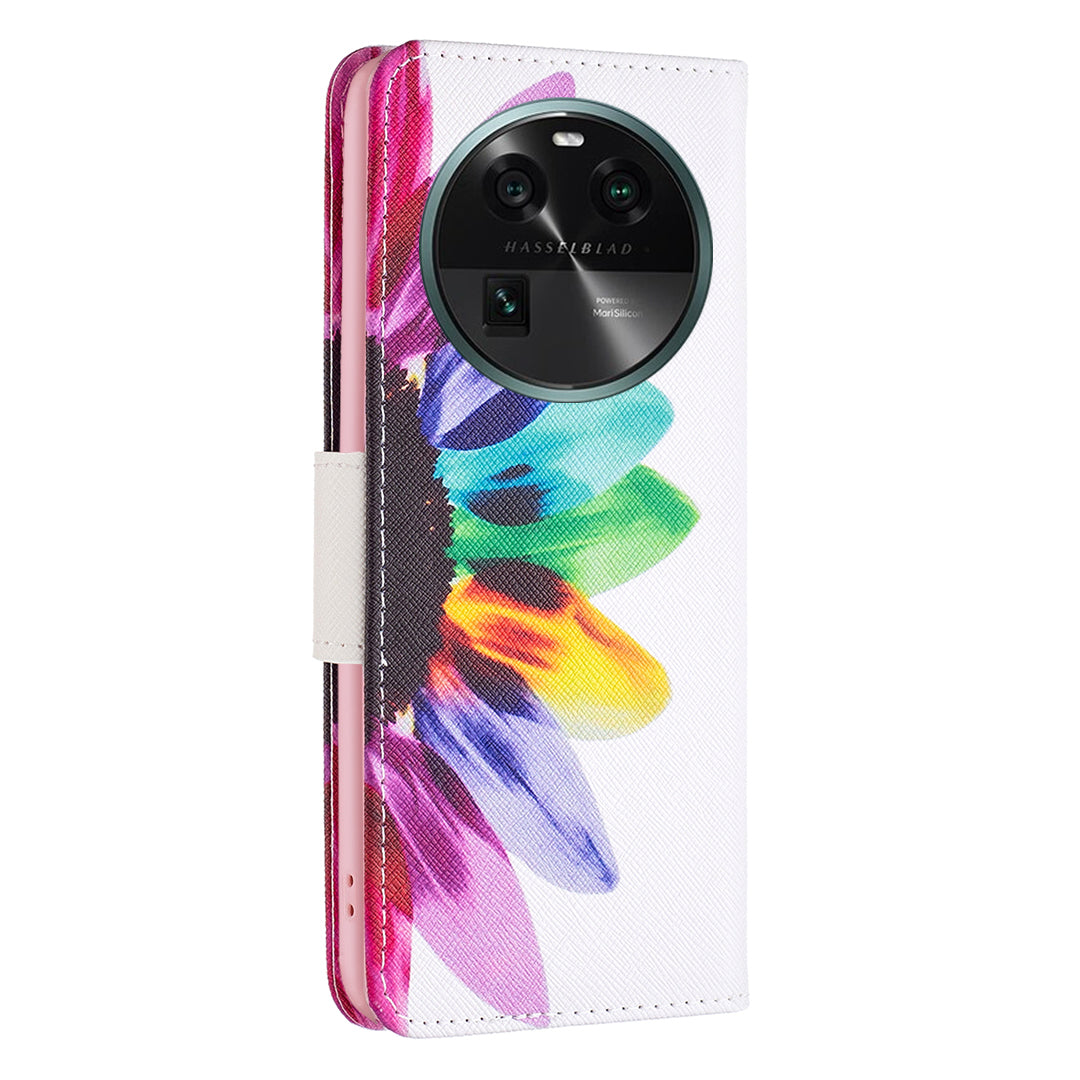 For Oppo Find X6 5G Pattern Printing Full Protection Phone Case PU Leather Wallet Flip Stand Shell