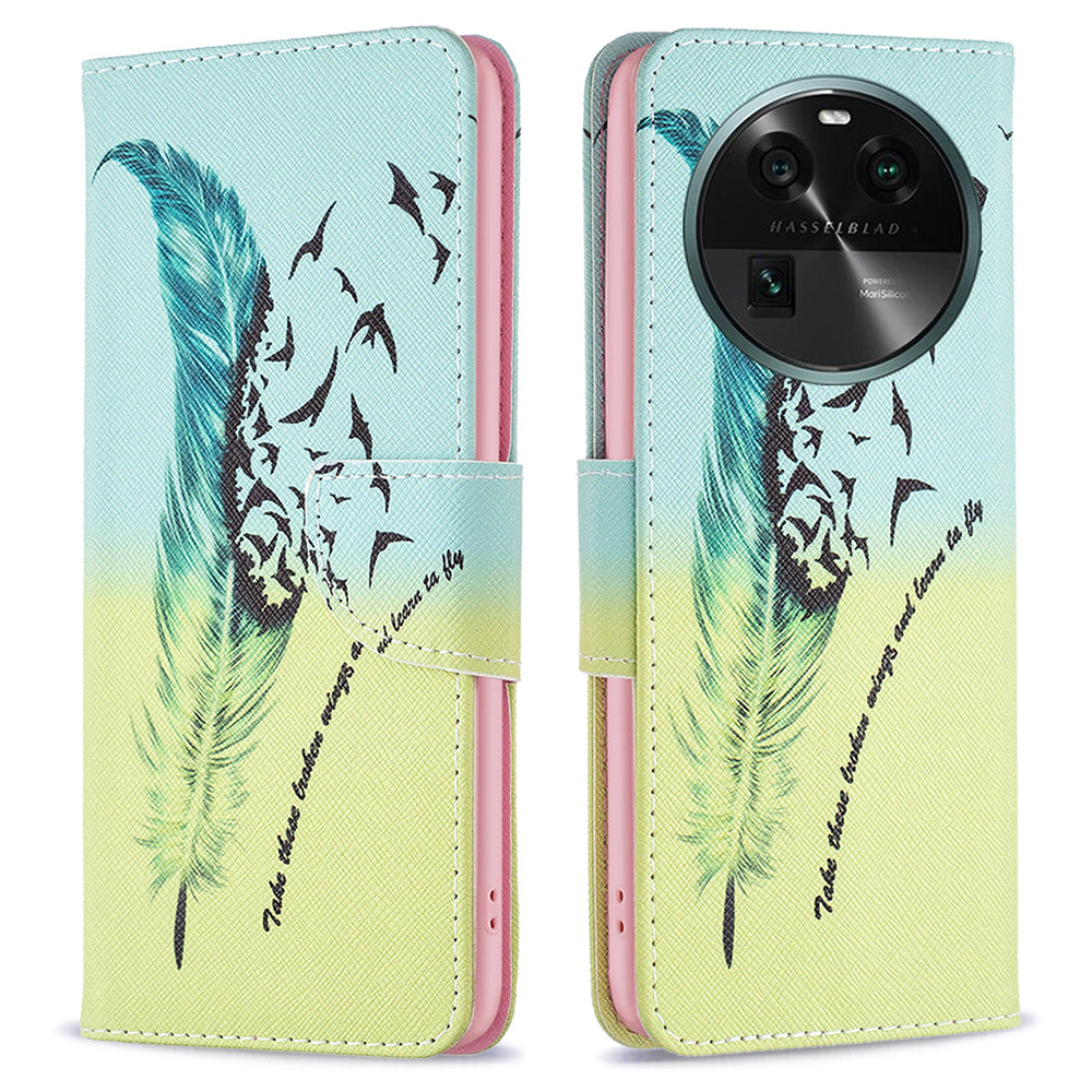 For Oppo Find X6 5G Pattern Printing Full Protection Phone Case PU Leather Wallet Flip Stand Shell