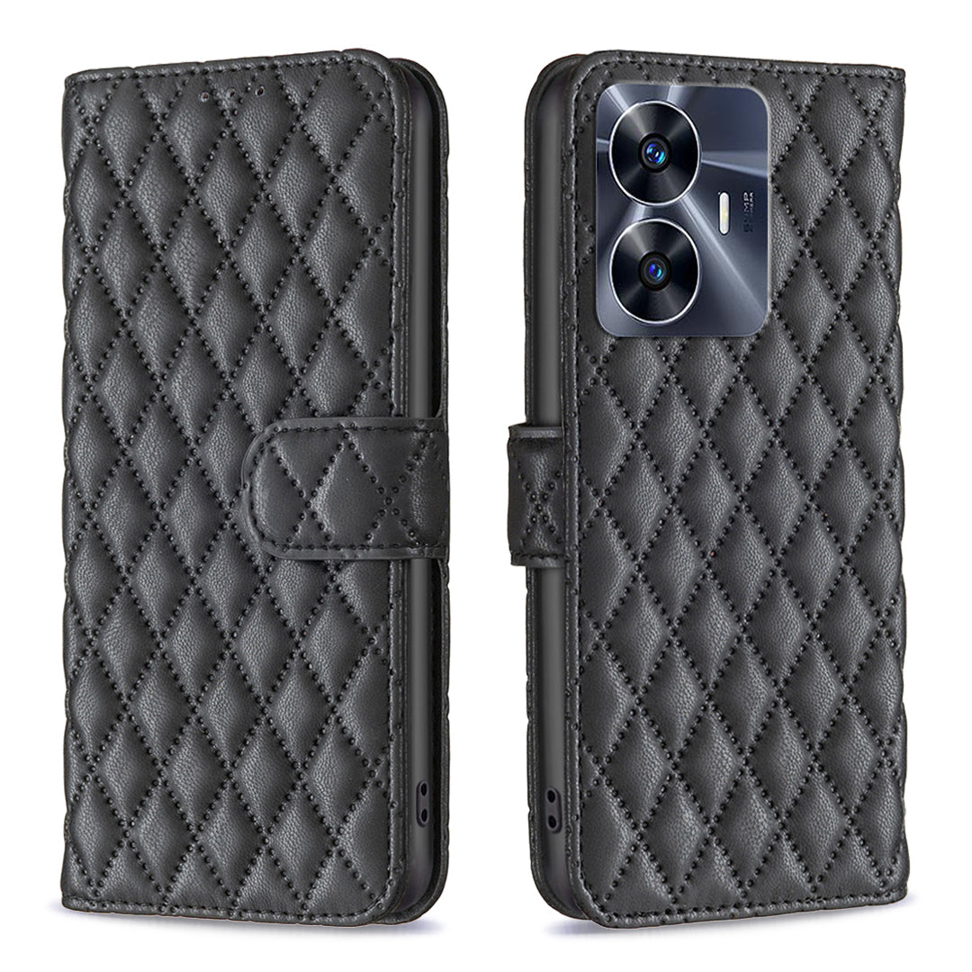 BINFEN COLOR BF Style-14 for Realme C55 Phone Stand Case Wallet PU Leather Phone Cover