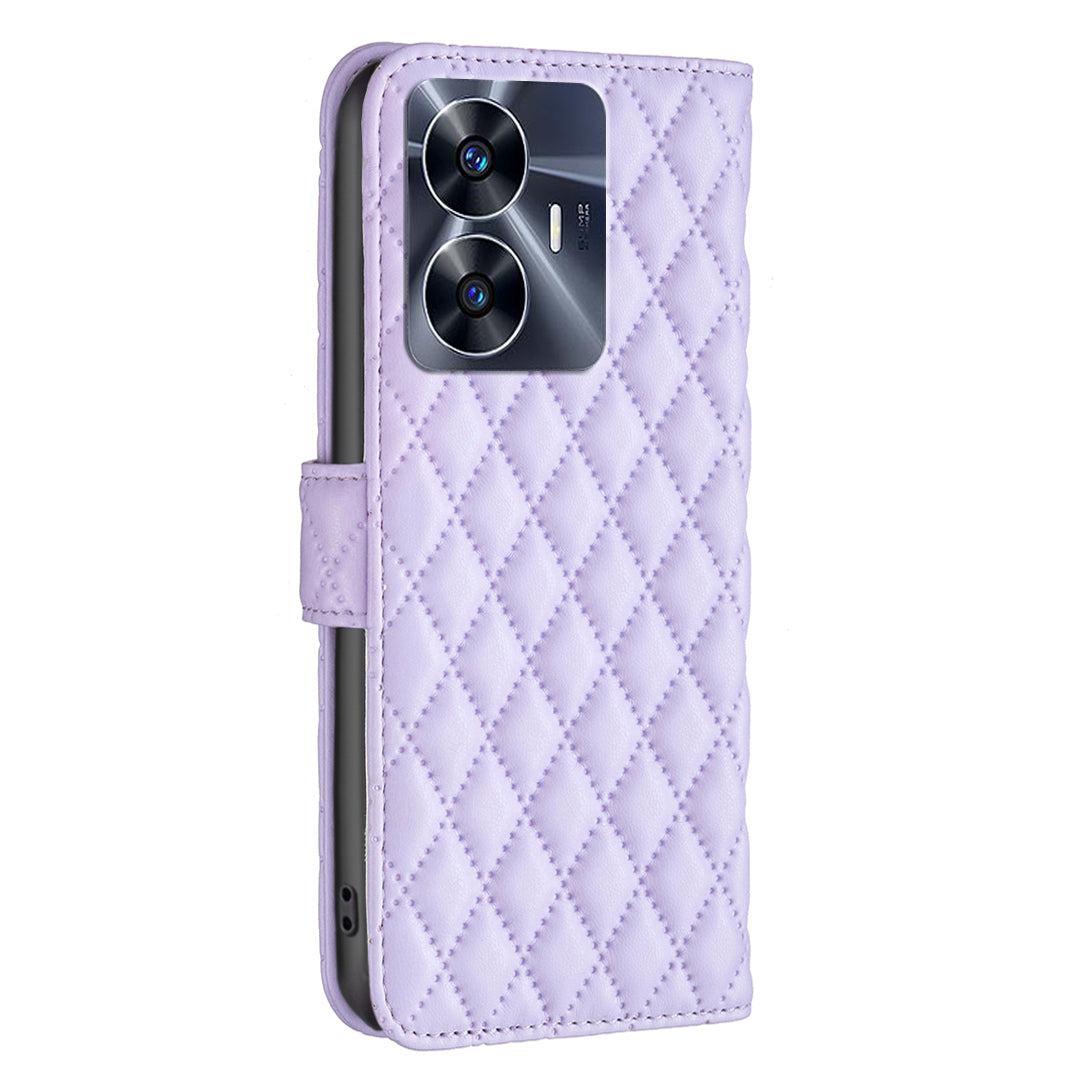 BINFEN COLOR BF Style-14 for Realme C55 Phone Stand Case Wallet PU Leather Phone Cover