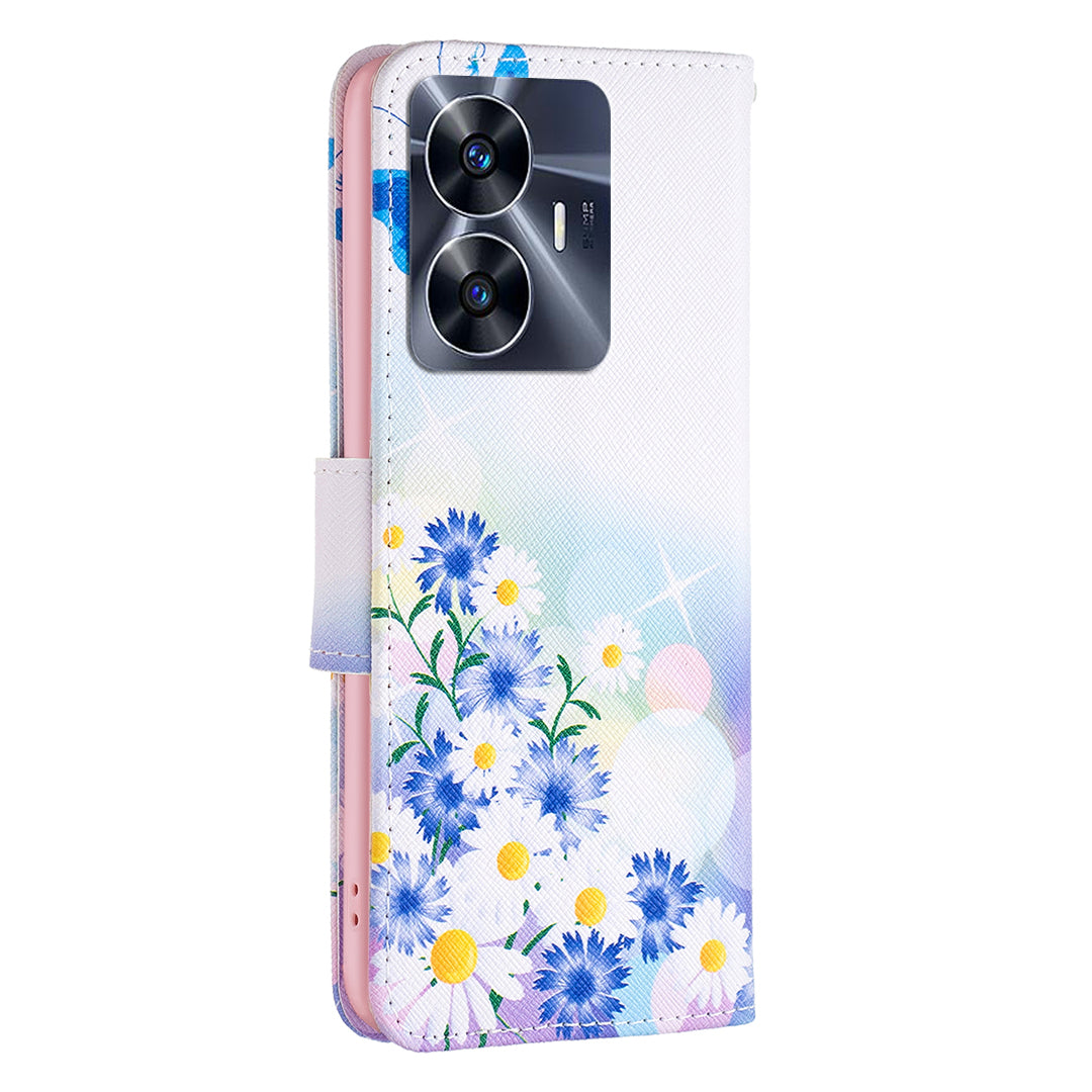 For Realme C55 Pattern Printing Phone Case Full Protection PU Leather Wallet Shell with Stand