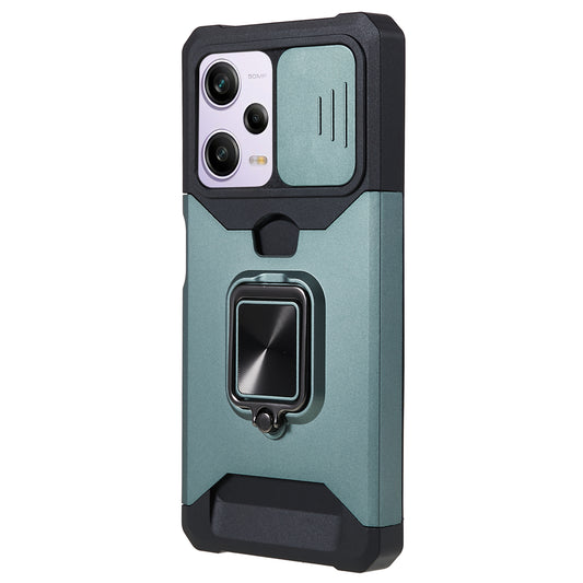 PC+TPU Phone Case for Xiaomi Redmi Note 12 Pro 5G / Note 12 Pro Speed 5G / Poco X5 Pro 5G , Lens Protection Kickstand Back Cover with Card Holder