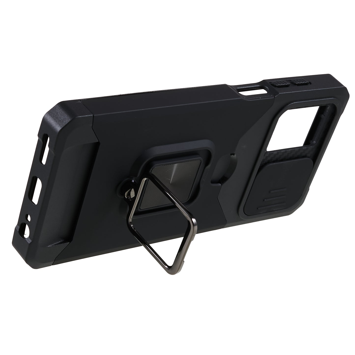 For Motorola Moto G 5G (2023) PC+TPU Card Holder Case Kickstand Anti-Scratch Phone Cover with Slide Camera Lid