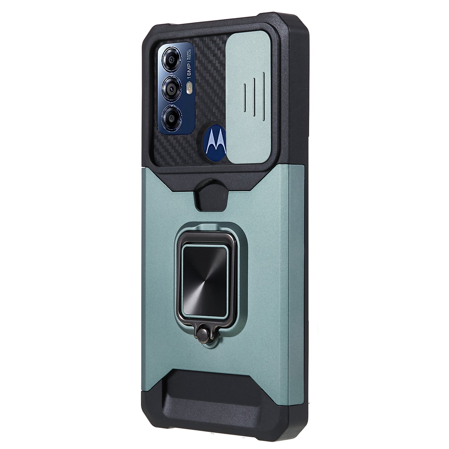 For Motorola Moto G Play (2023) 4G Kickstand Card Holder Phone Case Slide Lens Protection PC+TPU Phone Cover