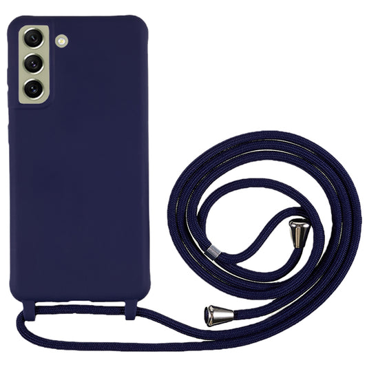For Samsung Galaxy S21 FE 5G Shockproof Back Cover Flexible TPU Phone Case with Lanyard