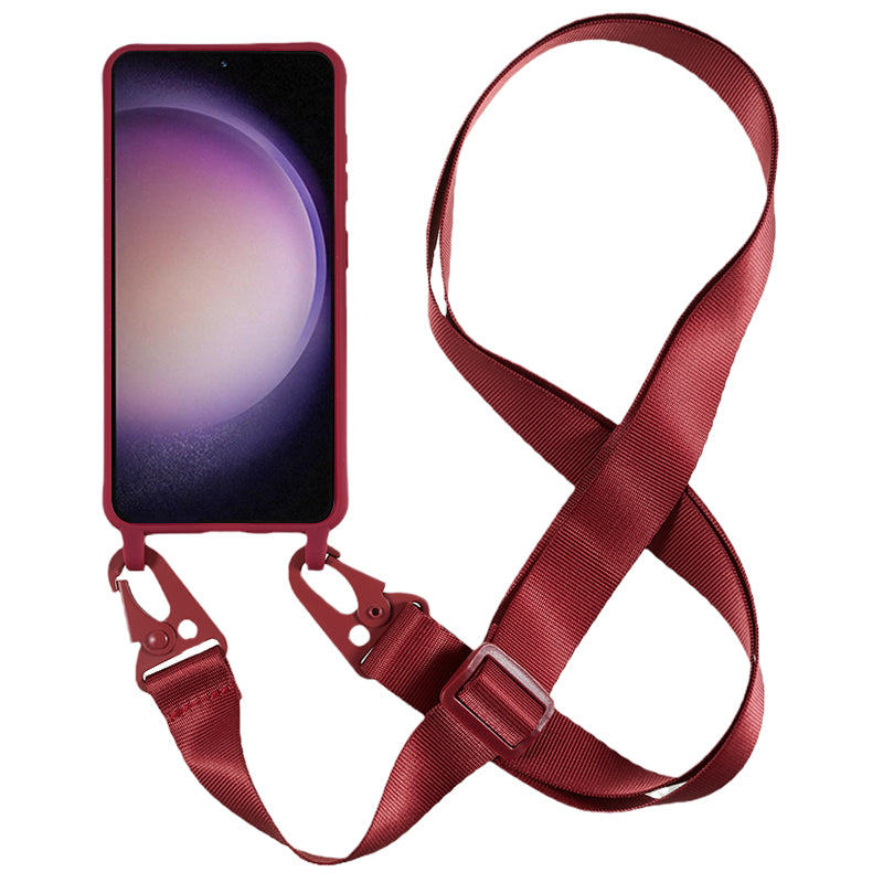 For Samsung Galaxy S23 Matte Soft TPU Case Anti-drop Phone Cover with Wide Lanyard