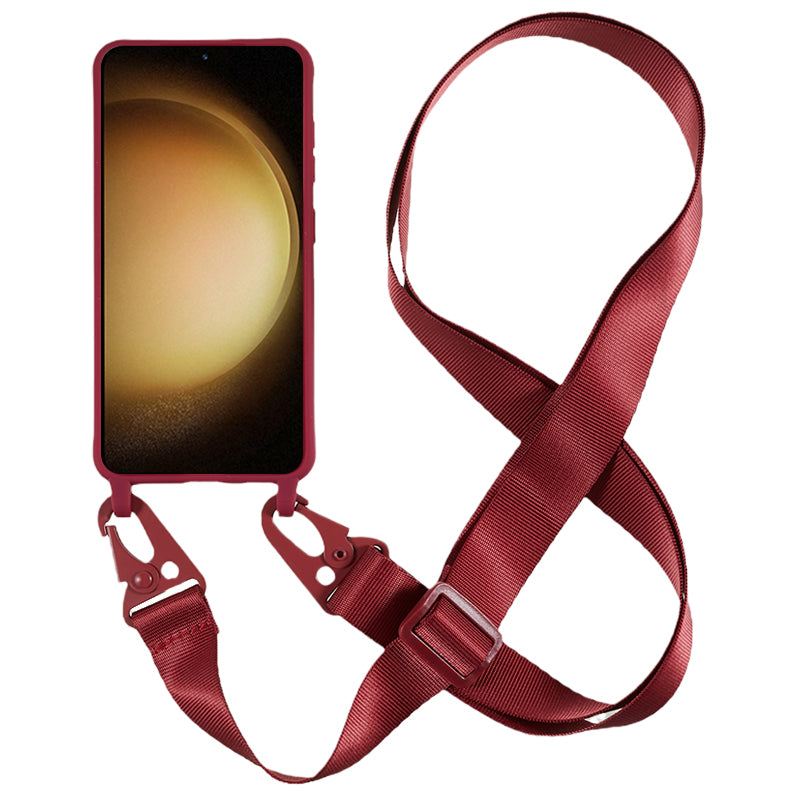 For Samsung Galaxy S23+ Soft TPU Phone Case Matte Finish Smartphone Cover with Wide Lanyard