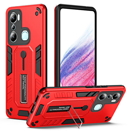 For Infinix Hot 20i 4G Kickstand Phone Case TPU+PC Protective Cover with Secure Silicone Ring Strap
