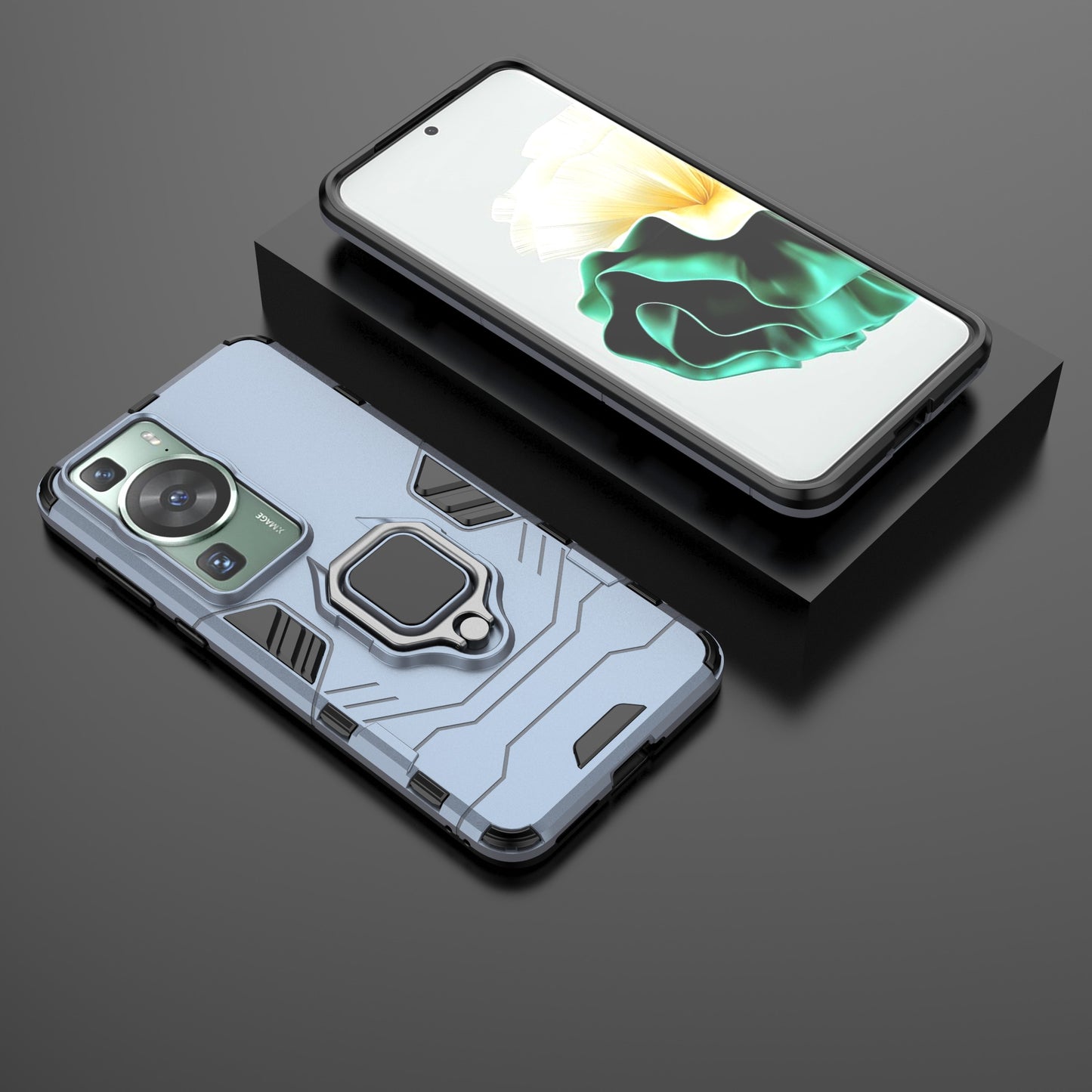 For Huawei P60/P60 Pro Phone Case TPU+PC Shockproof Cover with Ring Holder Kickstand