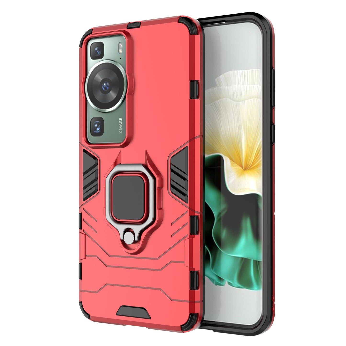 For Huawei P60/P60 Pro Phone Case TPU+PC Shockproof Cover with Ring Holder Kickstand