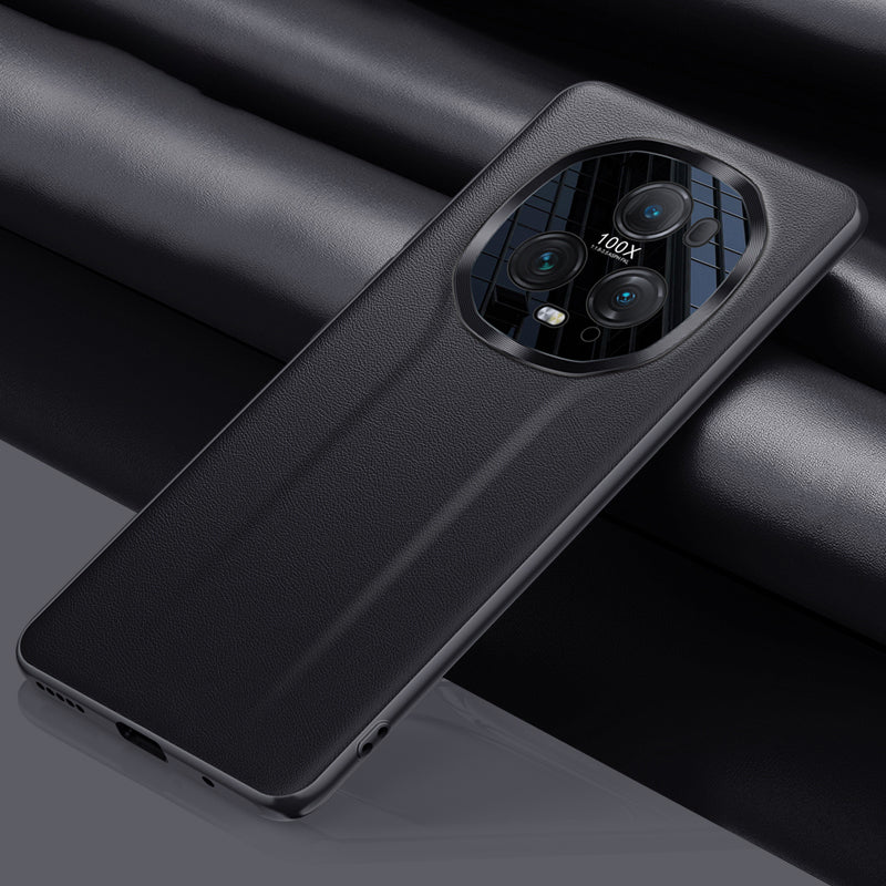 For Honor Magic5 Ultimate 5G PU Leather Coated TPU+PC Phone Case with Metal Lens Protector (2nd Gen)