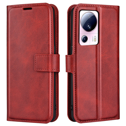 For Xiaomi 13 Lite / Civi 2 5G Square Clasp Leather Phone Case Calf Texture Wallet Stand Anti-drop Cover
