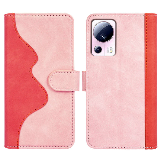 For Xiaomi 13 Lite / Civi 2 5G Dual Color Splicing Shockproof Cover Leather Wallet Stand Phone Case