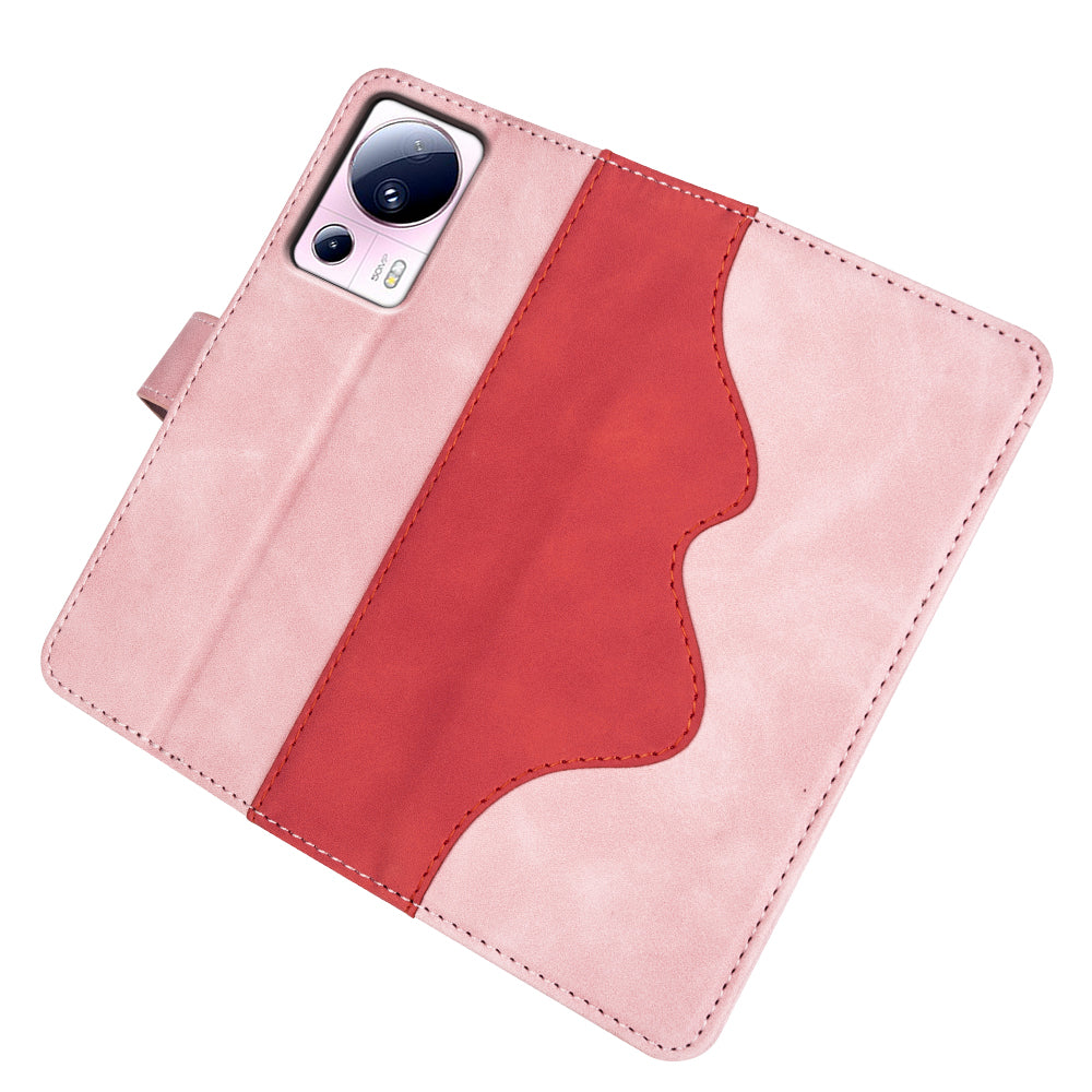 For Xiaomi 13 Lite / Civi 2 5G Dual Color Splicing Shockproof Cover Leather Wallet Stand Phone Case