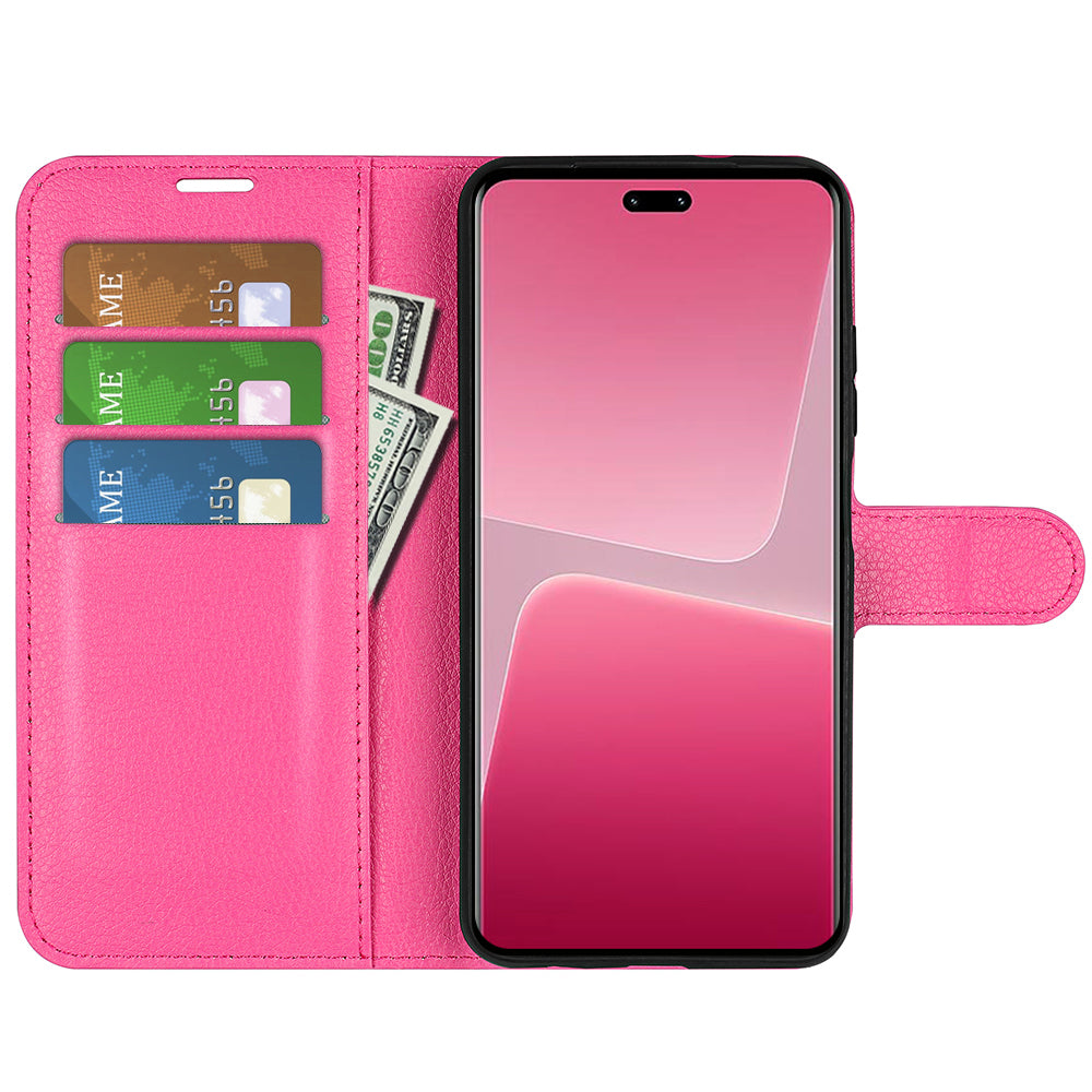 PU Leather Shell for Xiaomi 13 Lite / Civi 2 5G Litchi Texture Phone Case Wallet Stand Flip Cover