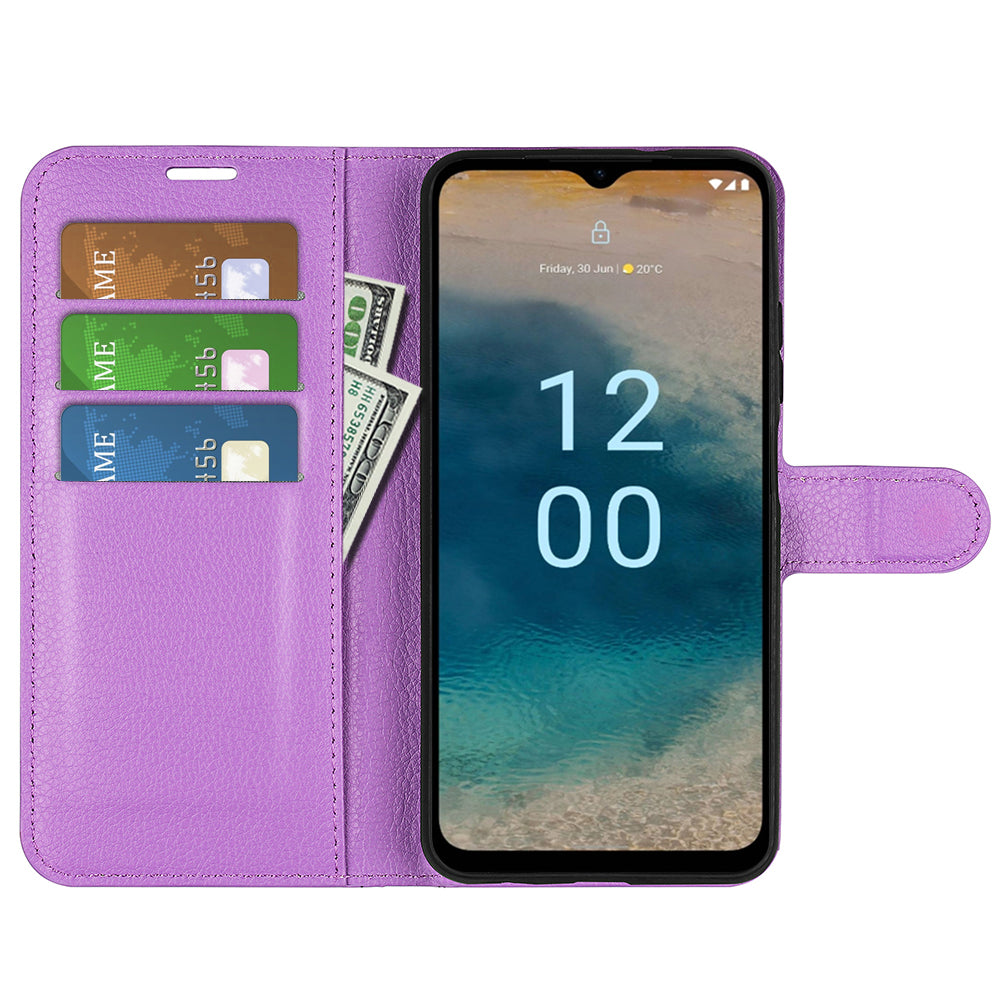 PU Leather Shell for Nokia G22 Anti-scratch Litchi Texture Phone Case Wallet Stand Flip Cover