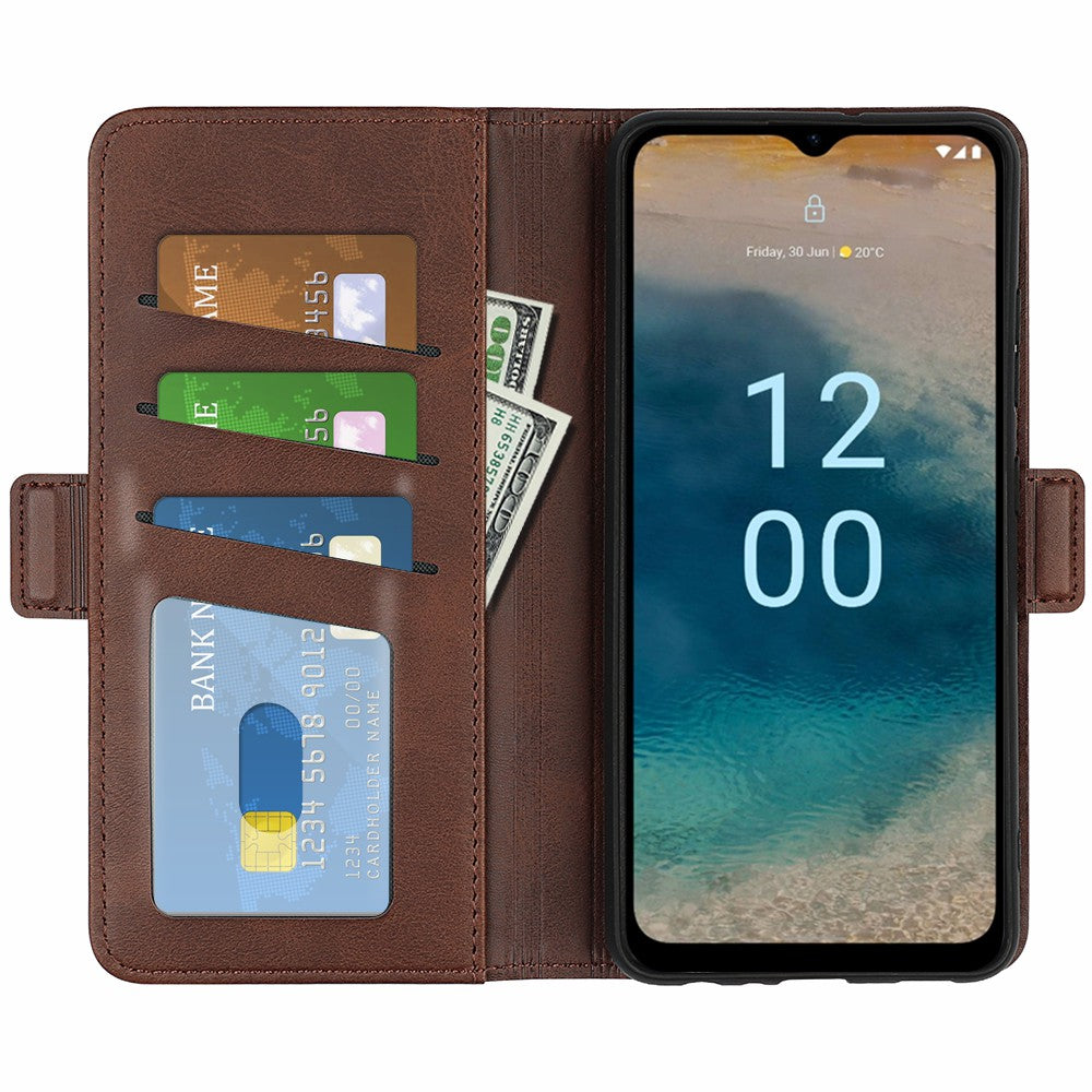 For Nokia G22 Anti-scratch Calf Texture Cell Phone Cover PU Leather Stand Wallet Phone Case