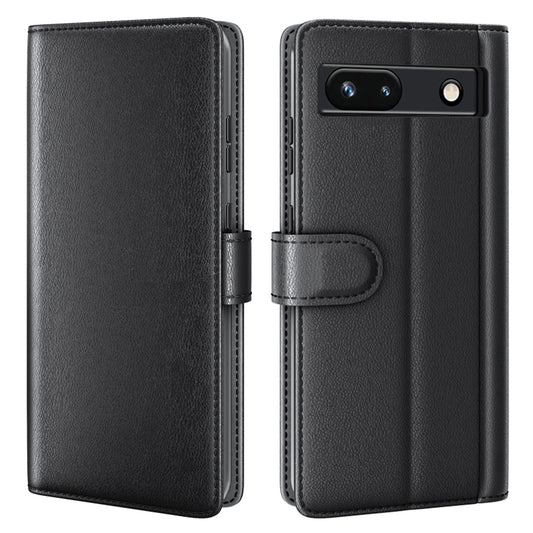 For Google Pixel 7a Genuine Cow Leather Shockproof Phone Case Folding Stand Wallet Protective Cover