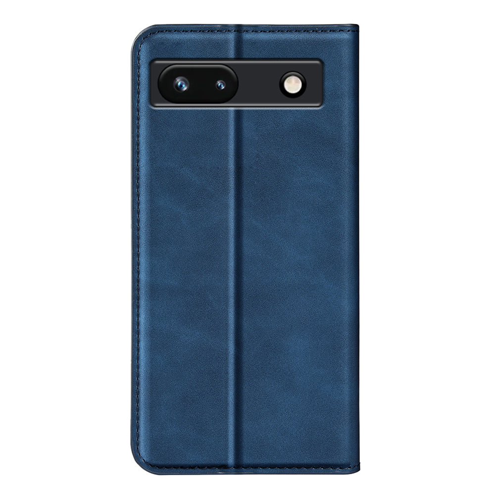 For Google Pixel 7a Magnetic Auto Closing Wallet Leather Phone Case Skin-touch Stand Anti-drop Shell