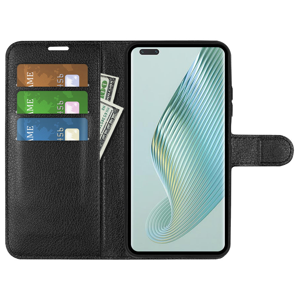 Wallet Stand Shell for Honor Magic5 Pro Litchi Texture PU Leather Phone Case Flip Cover