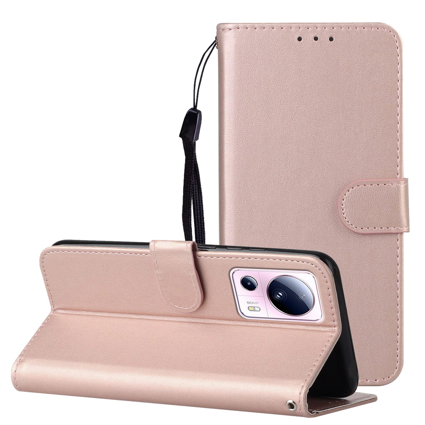 B40 For Xiaomi 13 Lite / Civi 2 5G Solid Color Wallet Stand Cover PU Leather+TPU Cell Phone Case