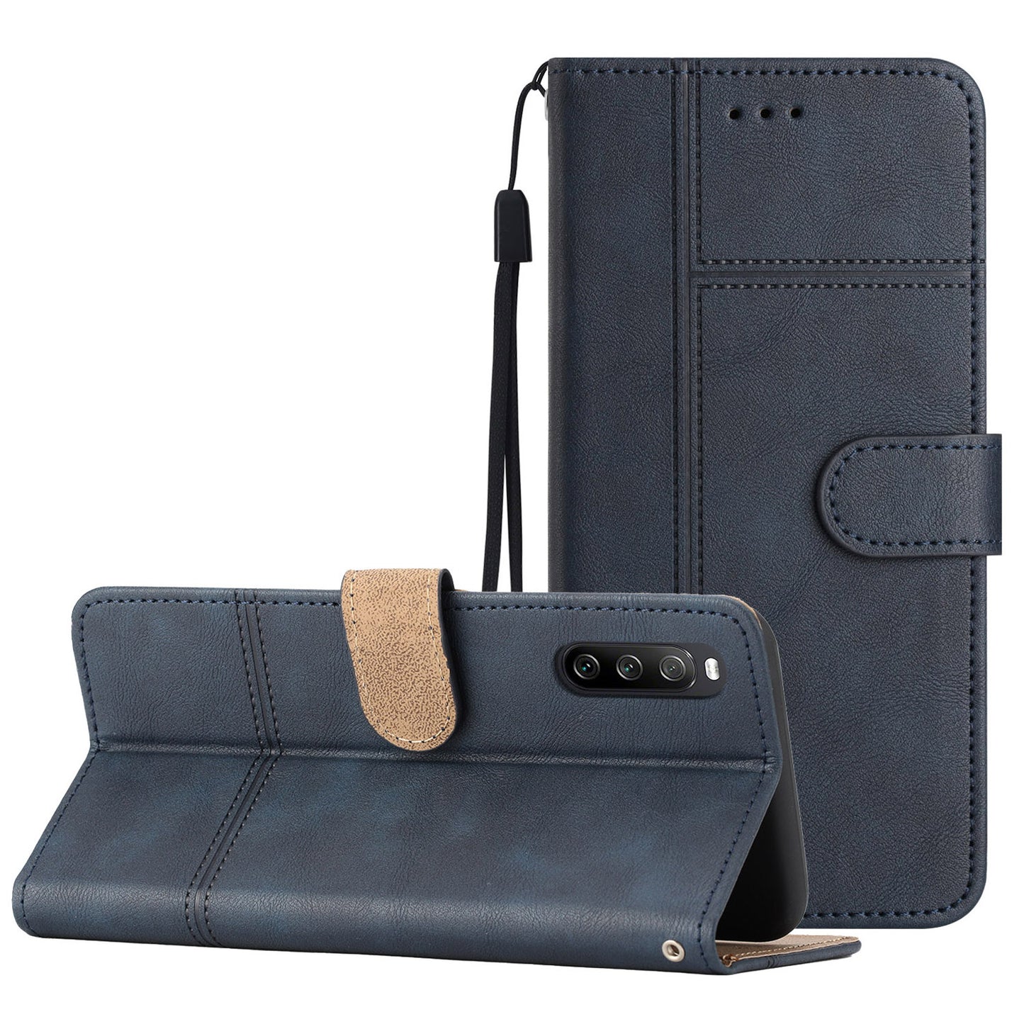 For Sony Xperia 10 V PU Leather Phone Case Line Imprinted Cowhide Texture Stand Cover with Wallet