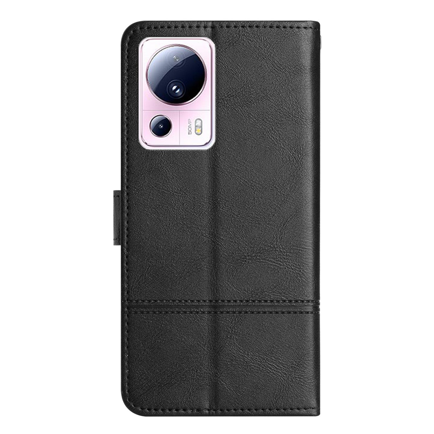 For Xiaomi 13 Lite / Civi 2 5G PU Leather Phone Wallet Case Line Imprinted Cowhide Texture Stand Cover