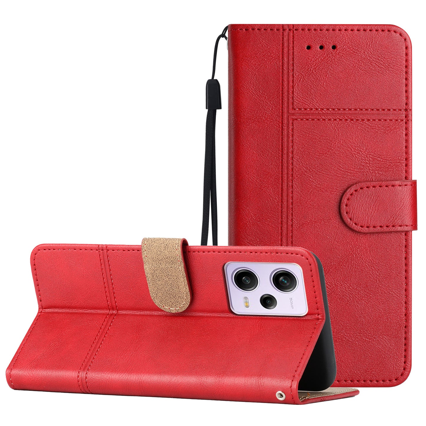 For Xiaomi Redmi Note 12 Pro 5G / Note 12 Pro Speed 5G / Poco X5 Pro 5G Leather Wallet Case Line Imprinted Cowhide Texture Stand Phone Cover