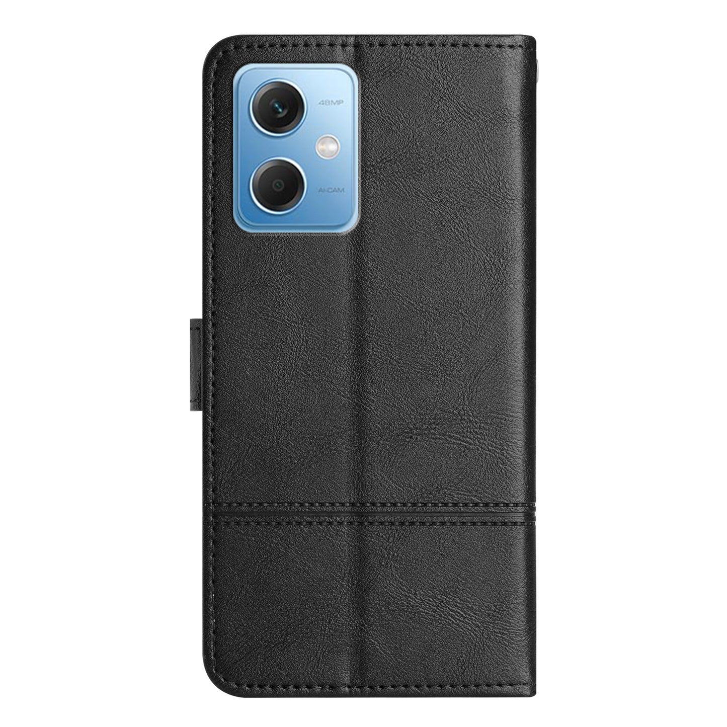 Leather Wallet Case for Xiaomi Redmi Note 12 5G (China) / (India) / (Global) / Poco X5 5G Line Imprinted Cowhide Texture Stand Phone Cover