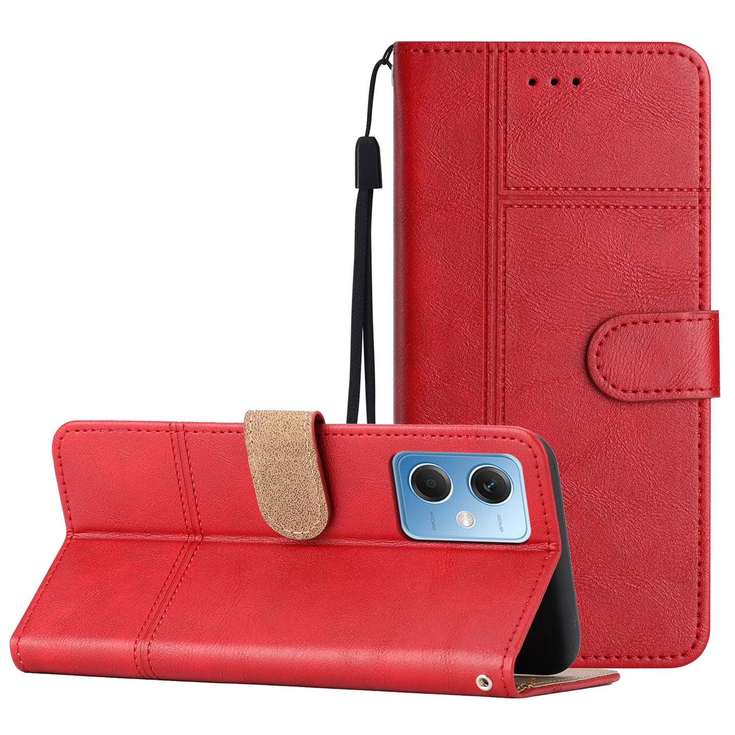 Leather Wallet Case for Xiaomi Redmi Note 12 5G (China) / (India) / (Global) / Poco X5 5G Line Imprinted Cowhide Texture Stand Phone Cover