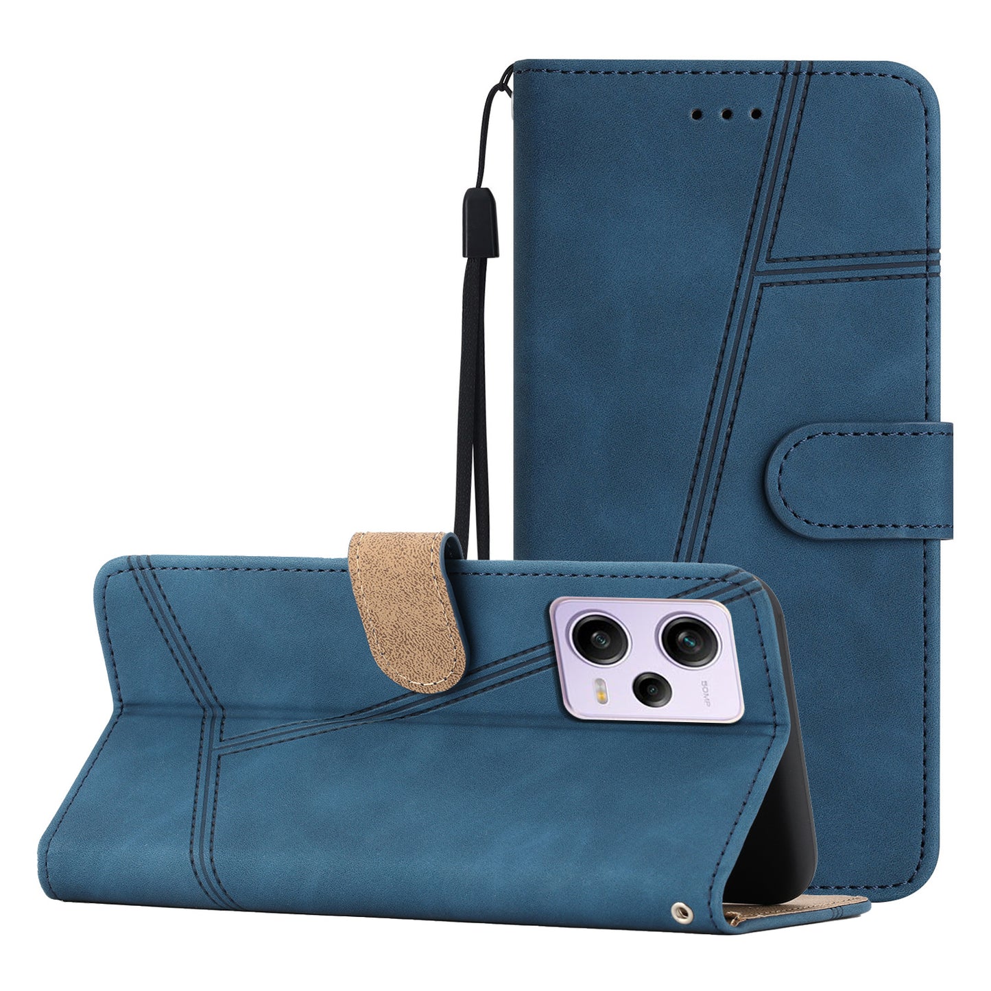 For Xiaomi Redmi Note 12 Pro 5G / Note 12 Pro Speed 5G / Poco X5 Pro 5G Imprinted Line PU Leather Skin-touch Wallet Stand Phone Cover