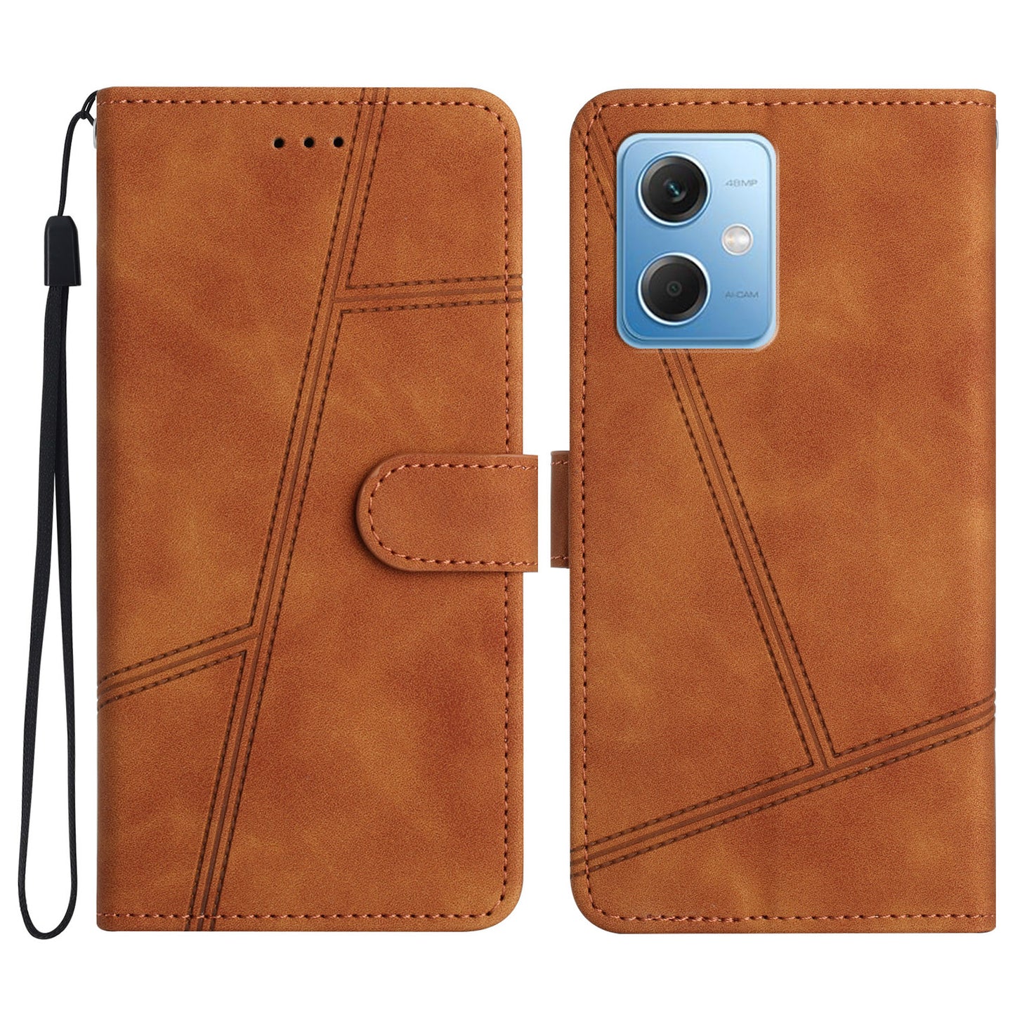 For Xiaomi Redmi Note 12 5G (China) / (India) / (Global) / Poco X5 5G Imprinted Line Cover Skin-touch Leather Phone Shell Wallet Stand