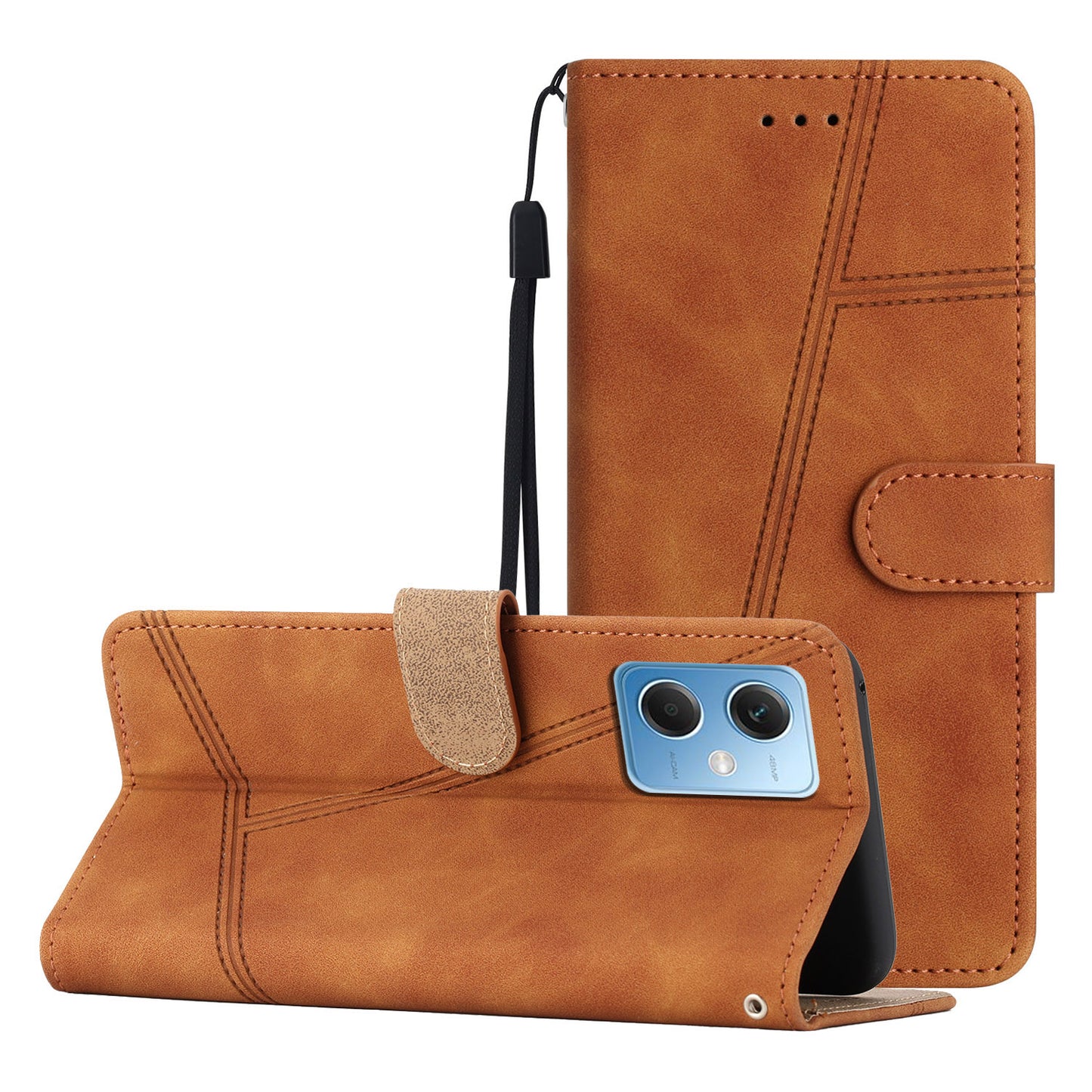 For Xiaomi Redmi Note 12 5G (China) / (India) / (Global) / Poco X5 5G Imprinted Line Cover Skin-touch Leather Phone Shell Wallet Stand