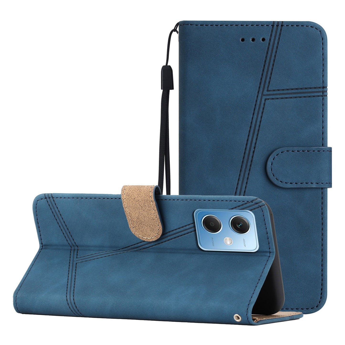 For Xiaomi Redmi Note 12 5G (China) / (India) / (Global) / Poco X5 5G Imprinted Line Cover Skin-touch Leather Phone Shell Wallet Stand