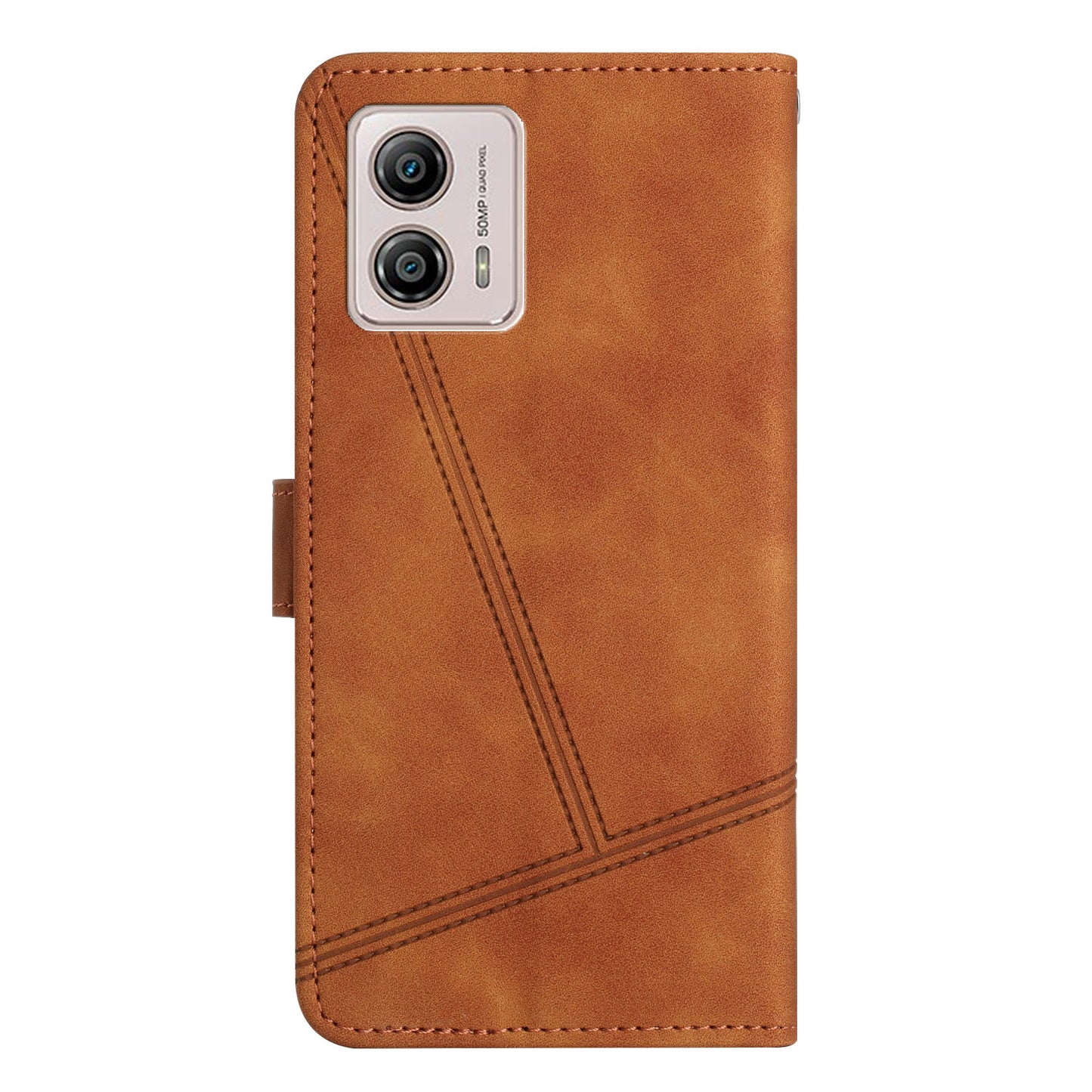 For Motorola Moto G73 5G Skin-touch Imprinted Line Cover with Wallet Stand PU Leather Phone Shell