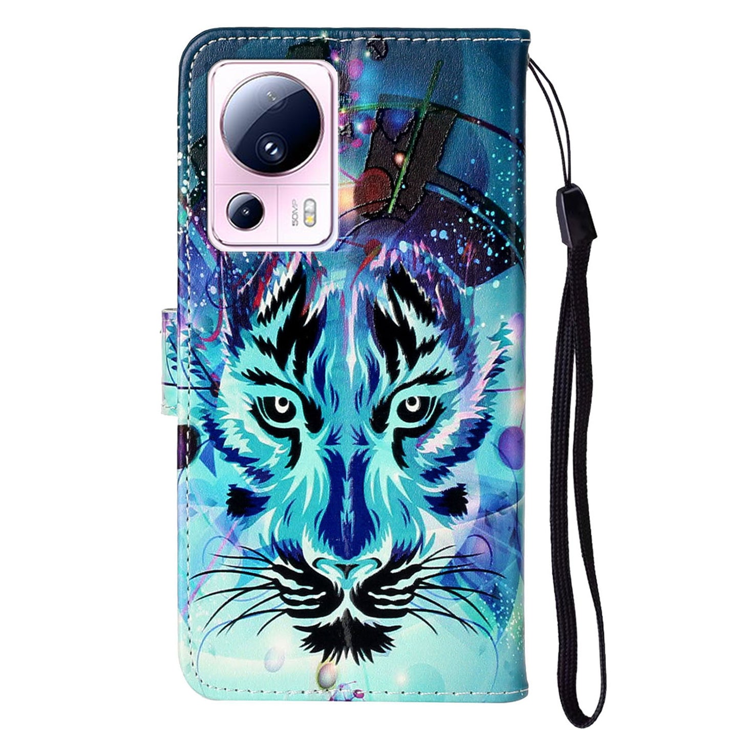 For Xiaomi 13 Lite / Civi 2 5G PU Leather Phone Case Pattern Printing Folding Stand Wallet Cover with Strap