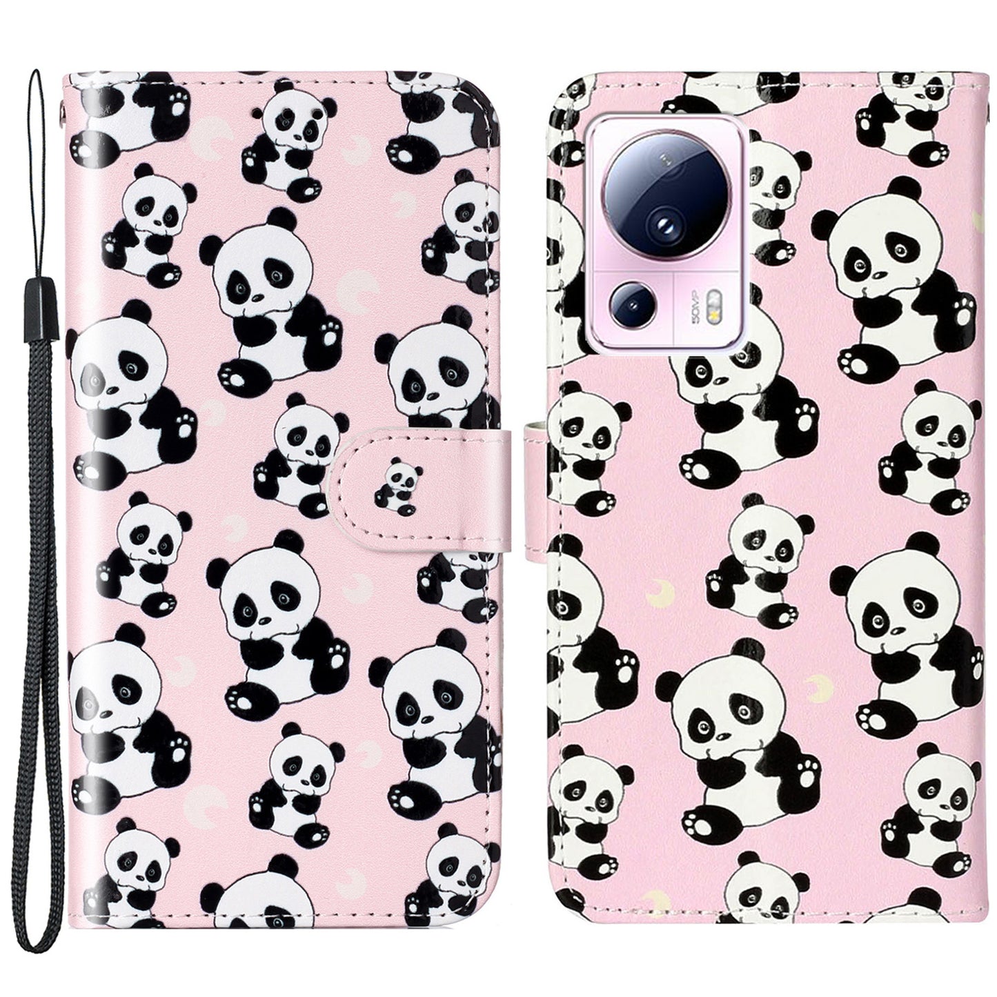 For Xiaomi 13 Lite / Civi 2 5G PU Leather Phone Case Pattern Printing Folding Stand Wallet Cover with Strap